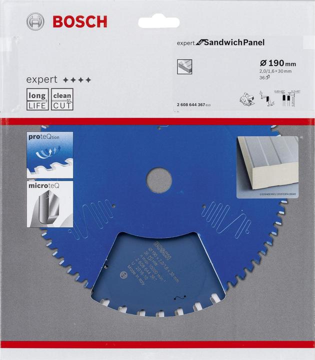 Image du produit Bosch Professional Zubehör Lame de scie circulaire Expert for Sandwich Panel, 190 x 30 x 2,0 mm, 36