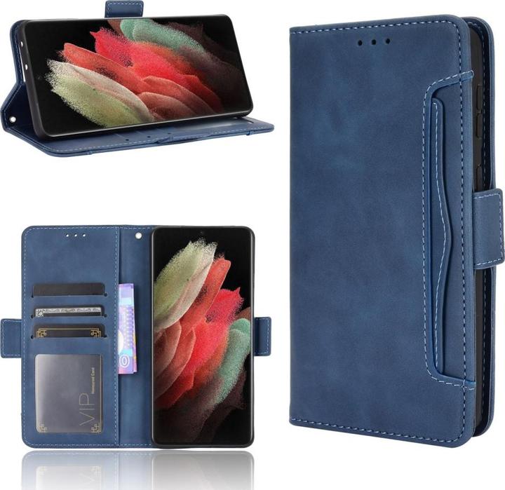 Actual product image Cover-Discount Galaxy S21 Ultra - Case with many card slots blue (Samsung Galaxy S21 Ultra)