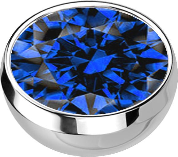 Produktbild Star Piercing Micro Halbkugel silber mit Kristall dunkelblau (ohne Messing, Chirurgenstahl 316L)