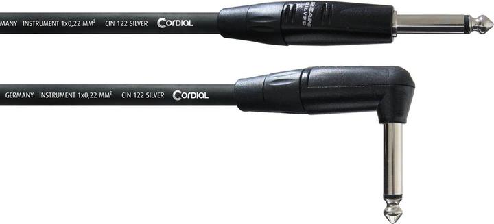 Produktbild Cordial Intro Cable 5 - SilverLine Instrumenten- und Gitarrenkabel CII PR mit Winkelklinke (9 m, 6.3mm Klinke (Jack))