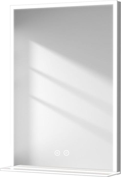Emke Badspiegel mit Beleuchtung 50*70cm, Beschlagfrei, Kaltweiss6500Kund Dimmbar, Glasablage (80 x 60 cm)