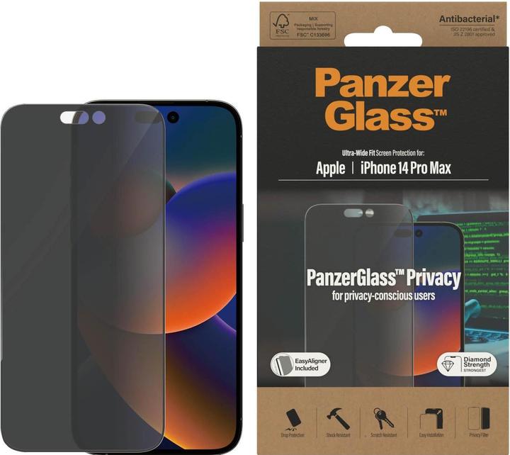 Produktbild PanzerGlass Ultra Wide Fit Privacy (1 Stück, Apple iPhone 14 Pro Max)
