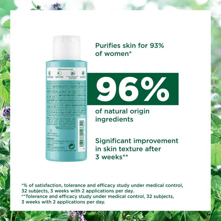 Produktbild Klorane 3-in-1 Reinigungspuder mit BIO-Wasserminze (Reinigungstücher, 50 ml)