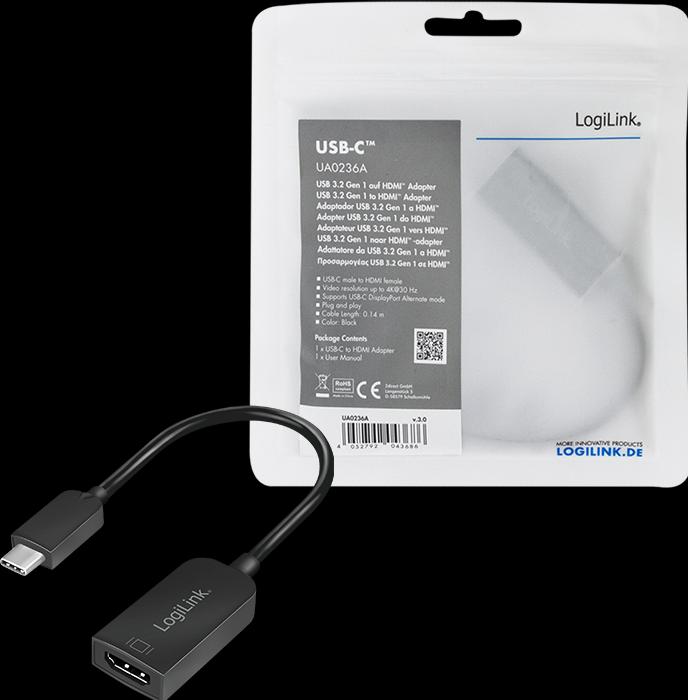 Produktbild LogiLink USB Typ-C zu (HDMI, 4.50 cm)