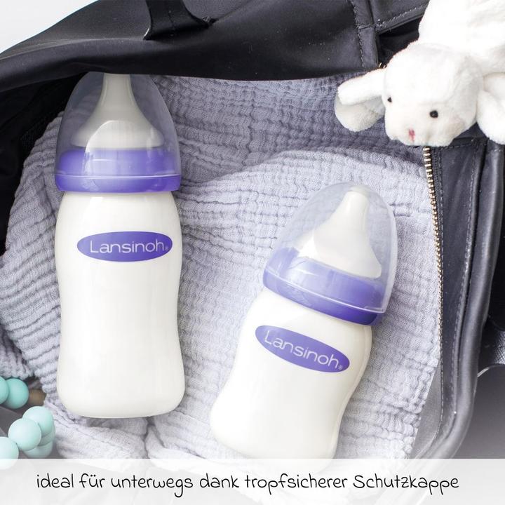 Actual product image Lansinoh Babyflaschen Glas-Flasche 2er Pack 160ml mit NaturalWave® Trinksauger (160 ml)