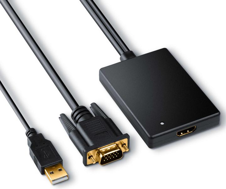 CSL VGA to HDMI Adapter 1080p Full HD, Converter, Male to Female (VGA, USB 2.0, 15 cm)