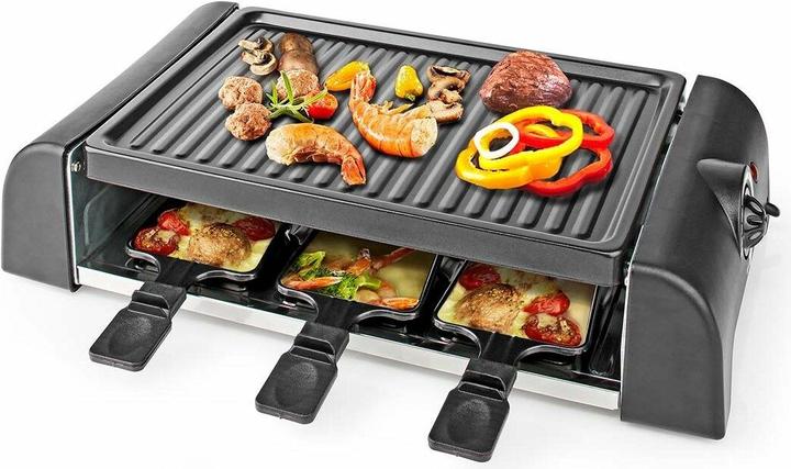 Nedis Gourmet/Raclette Grill 6 Personen Spatel Temperatuurinstelling Non stick coating Rechthoek
