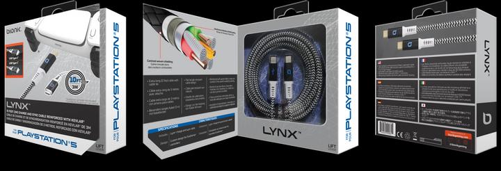 Actual product image Bionik BNK-9081 PS5 Lynx - USB-C Woven Charge Cable - 10 feet (White) (PS5)