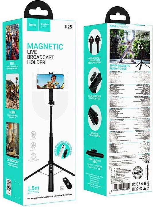 Image du produit Hoco Other magnetic selfie stick with wireless remote control tripod K25 black