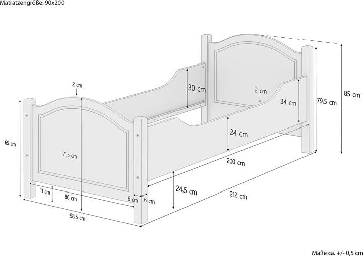 Produktbild Erst-Holz Seniorenbett extra hoch waschweiss 90x200 Massivholz 60.40-09 W oR (90 x 200 cm)