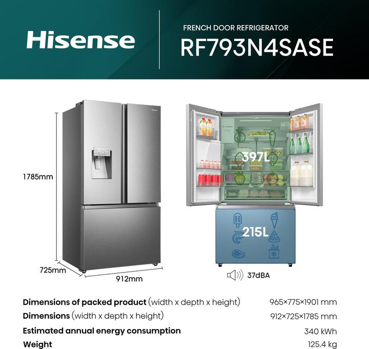 Image du produit Hisense Kühlschrank für 2 Türen RF793N4SASE (612 l)