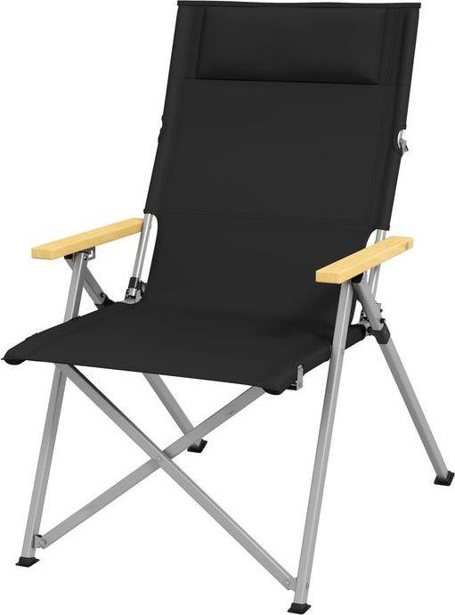 Swisshandel24 Campingstuhl faltbar, 4-fach verstellbare Rückenlehne, Kopfstütze, Schwarz
