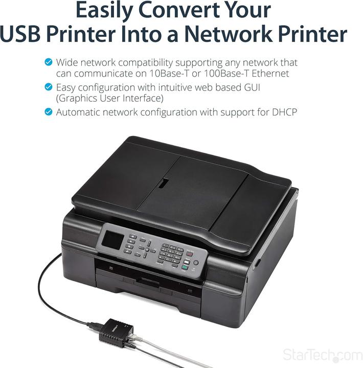 Immagine prodotto StarTech Ethernet auf USB 2.0 Netzwerk Printserver