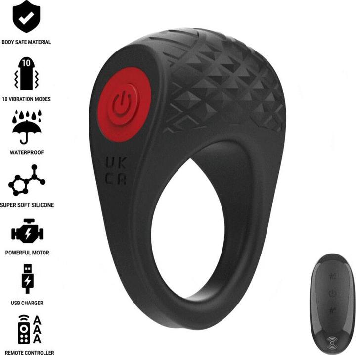 Actual product image Intense Clover Vibrator Penis Ring 10 Vibrations Black