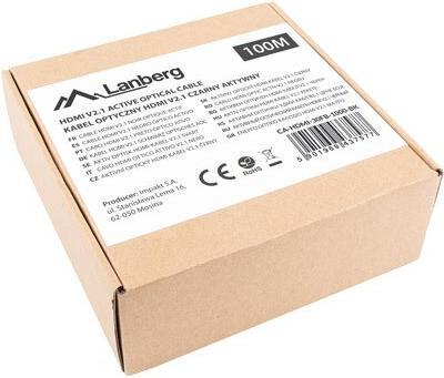 Image du produit Lanberg Câble HDMI M/M v2.1 100M 8K czarny optyczny AOC (100 m, HDMI)