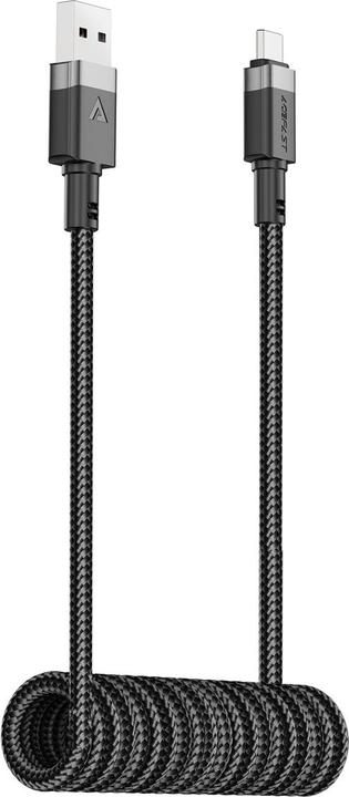 Actual product image Acefast C14-04 USB-A - USB-C Cable Spring 480Mb/s 3A 1.2m - Black (1.20 m, USB 3.0)