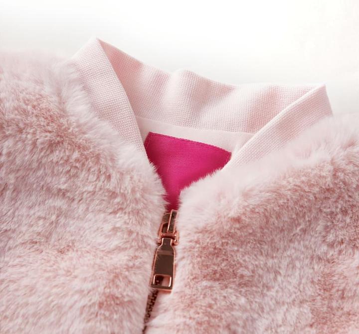 Produktbild VidaXL Kinderjacke Kunstpelz Zartrosa 140,Material: Kunstpelz (100 (140)