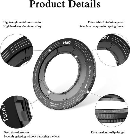 Image du produit H&Y Adaptateur REVORING 67-82mm pour filtres 82mm