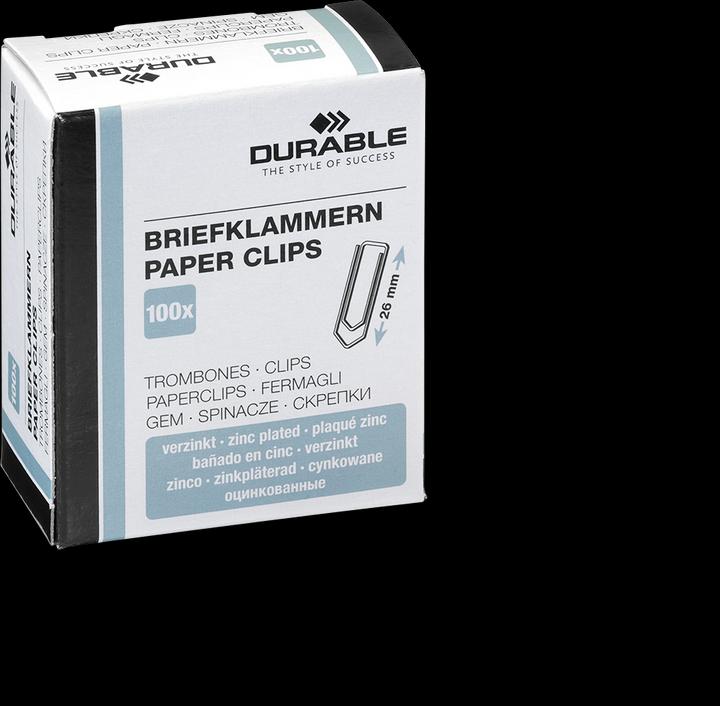 Durable Paper clips, galvanised, 26 mm Contents: 100 pieces in folding box (1206-25) (100 x)