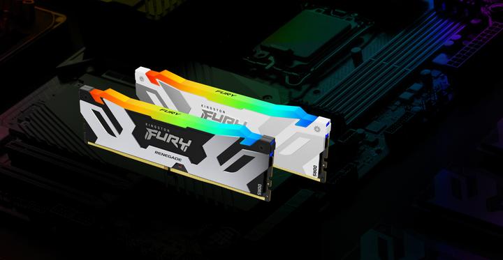 Actual product image Kingston 48GB 8800MT/s DDR5 CL42 CUDIMM Kit of 2 FURY Renegade RGB Silver (2 x 24GB, 8800 MHz, DDR5 RAM, CU-DIMM)