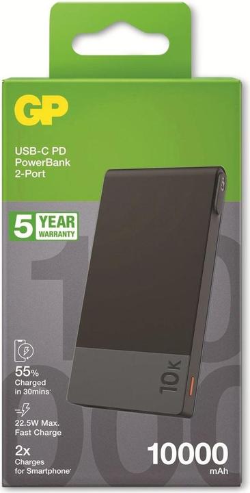 Actual product image GP Batteries PowerBank MP10B 10000mAh USB-C USB-A (10000 mAh, 22.50 W, 37 Wh)