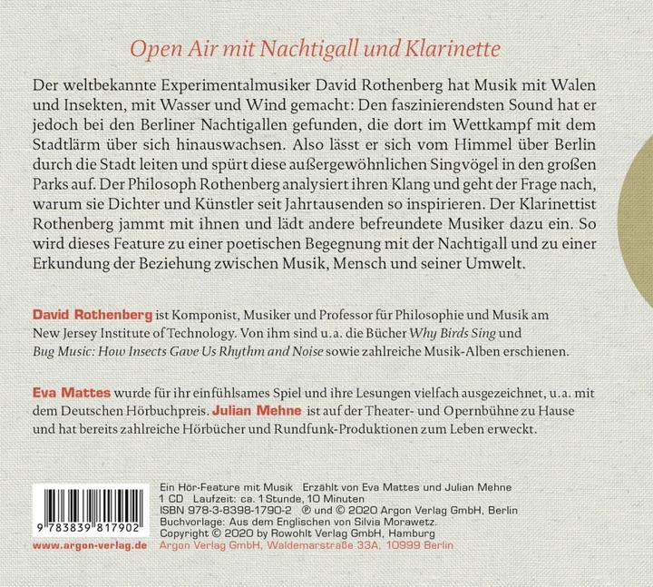 Produktbild Stadt der Nachtigallen (David Rothenberg, Julian Mehne, Silvia Morawetz, Deutsch)