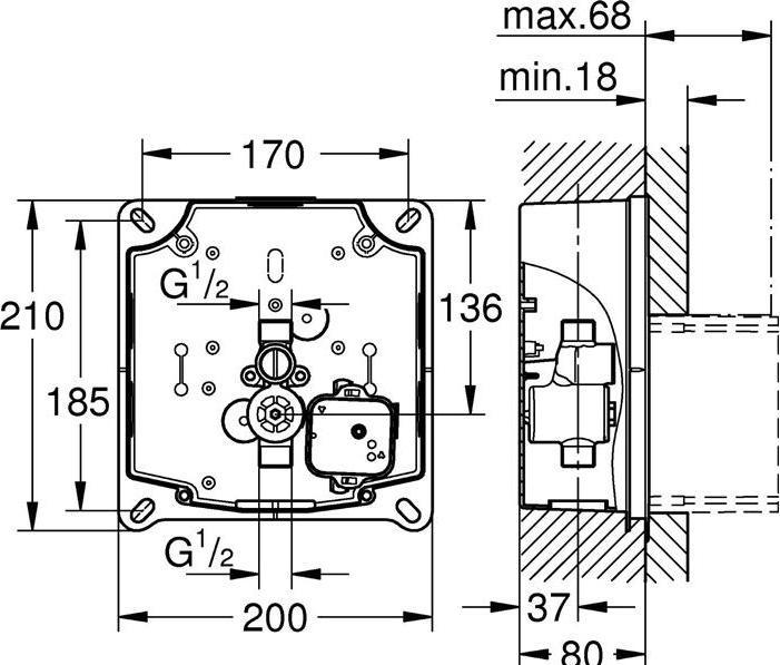 Actual product image Grohe Rapido U shell kit for urinal