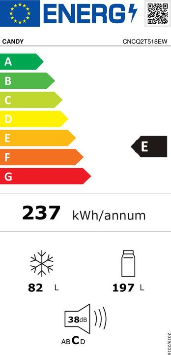 Energy Label Candy CNCQ2T518EW (279 l)