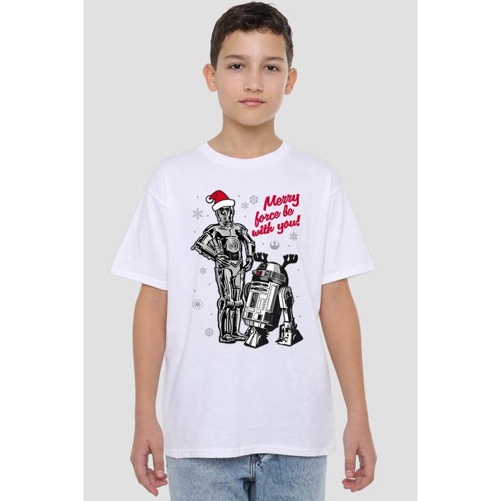 Immagine prodotto Star Wars Merry Christmas Droids Maglietta Bambini (152, 158)