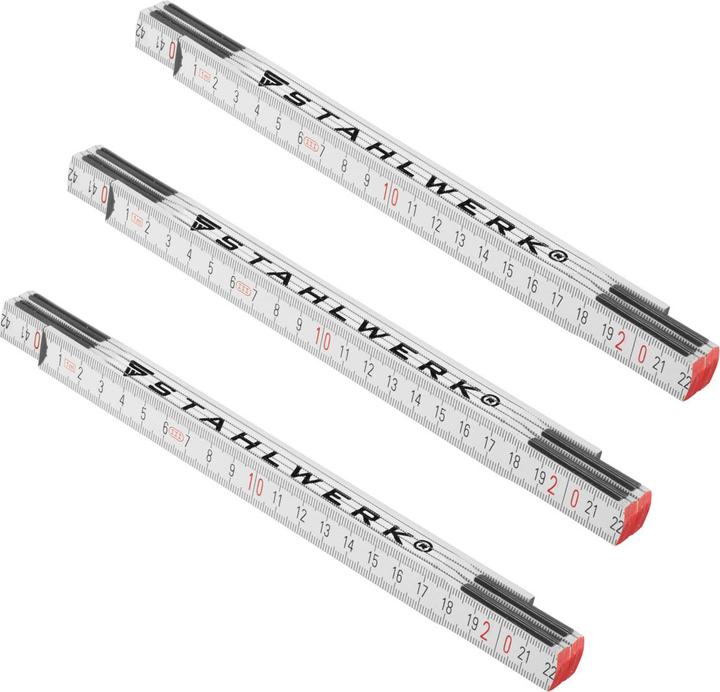 Produktbild Stahlwerk Zollstock 3er Set 1 Meter präziser Holz-Gliedermassstab, Meterstab (Metrisch)