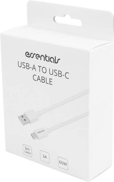Actual product image Essentials USB-A - USB-C Cable, 3m, White (USB 2.0)