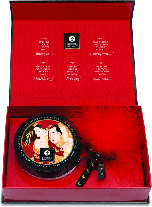 Actual product image Shunga Essbares Massagepulver-Set Erdbeere (75 ml)