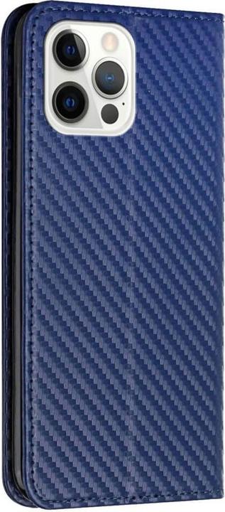 Produktbild Cover-Discount iPhone 15 Pro Max - Carbon Look Flip Case Hülle blau (Apple iPhone 15 Pro Max)