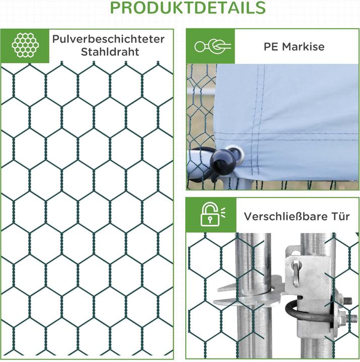 Produktbild PawHut Hühnerstall Stahl, Kunststoff Silber+Grau