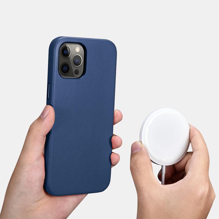 Produktbild iCarer iPhone 12 Pro Max Echt Leder Case with MagSafe Blau (Apple iPhone 12 Pro Max)