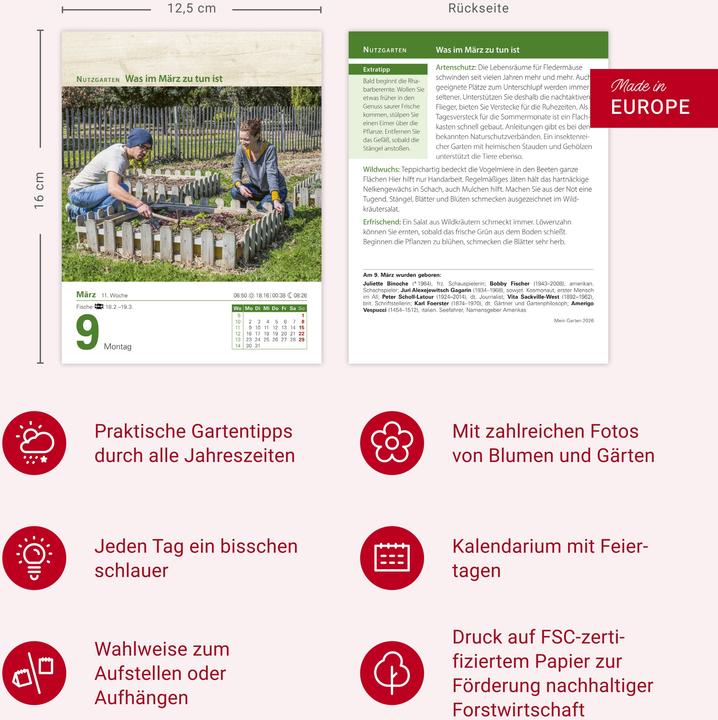Produktbild Harenberg Mein Garten Tagesabreisskalender 2026 - Praktische Tipps für 2026 (Deutsch)
