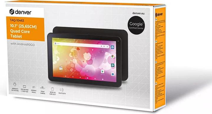 Produktbild Denver TAQ-10463 / 10 inch Quad Core tablet met Android 10 /2 GB RAM / 16 GB / Zwart (10.10", 16 GB, Schwarz)
