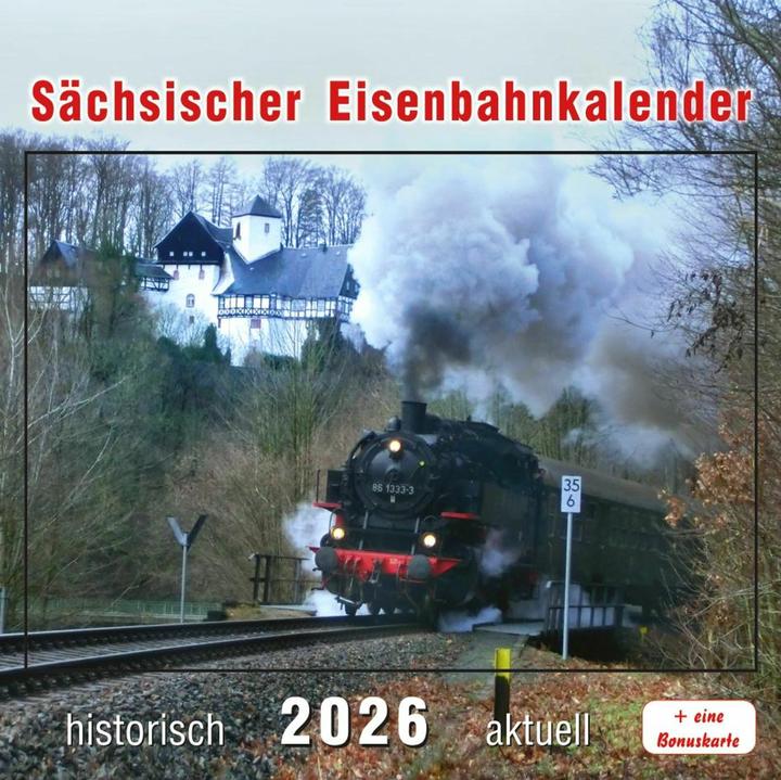 Actual product image Czech railway calendar 2026 (16 x 16 cm, German)