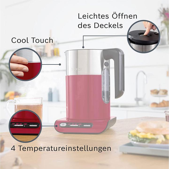 Productafbeelding Bosch Hausgeräte TWK8614P Waterkoker 2.400W. 1,5 liter Styline rood (1.50 l, EU-stekker)
