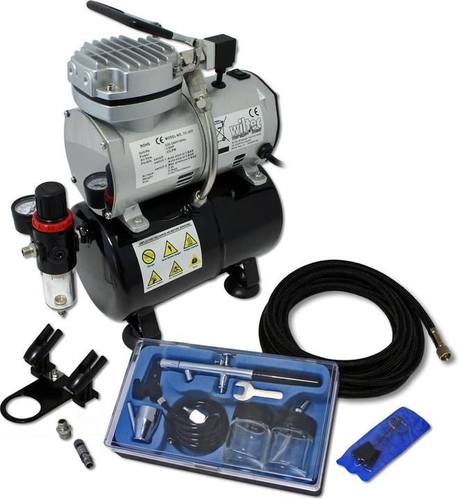 Wiltec Kit compresseur Airbrush AS189 pour débutants avec un pistolet