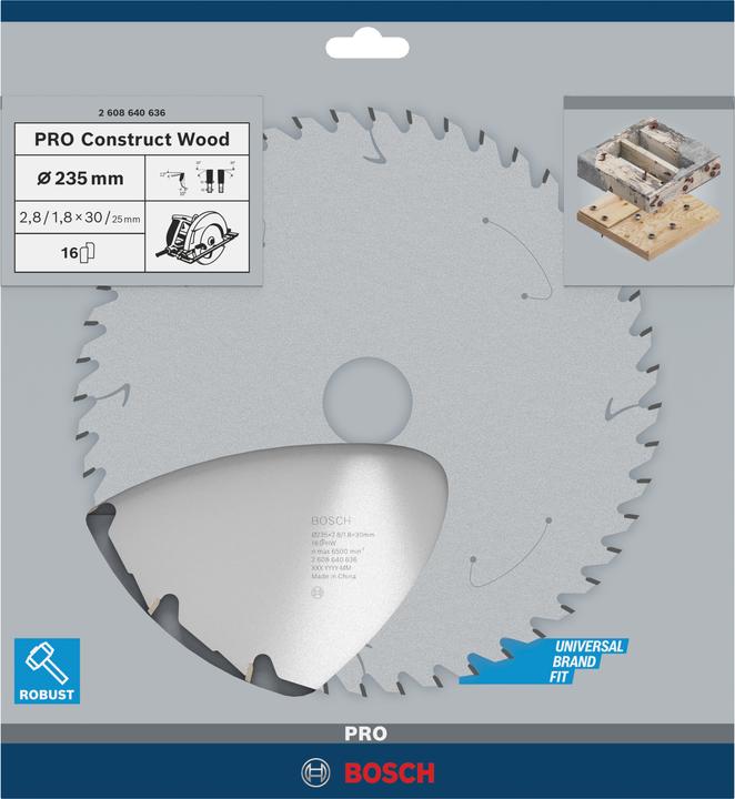 Produktbild Bosch Professional Zubehör PRO Construct Wood Kreissägeblatt, 235 x 2,8 x 30 mm