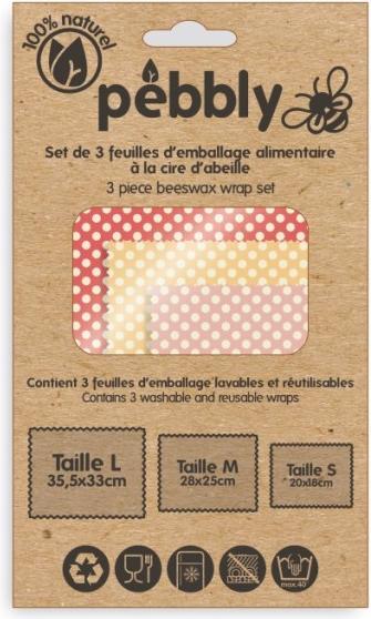 Produktbild Pebbly Bienenwachstücher, 3er Set, S-M-L (3 x)
