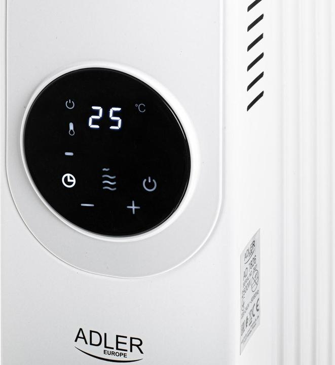 Image du produit Adler AD 7826 Radiateur LED à bain d'huile avec commande à distance 13 ailettes, blanc (2500 W)