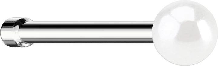 Star Piercing Nasenstecker gerade mit Perle weiss (Chirurgenstahl 316L, ohne Messing)