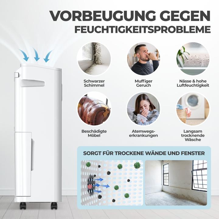 Immagine prodotto KLAMER Luftentfeuchter elektrisch 20L, 180m³ Luftumwälzung pro Stunde, 440W starker Raumentfeuc… (30 m², 20 l/24h)