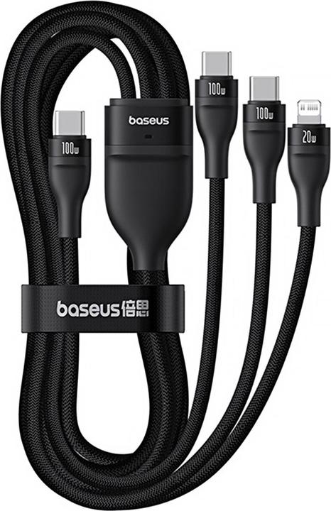 Produktbild Baseus 3-in-1 Flash3 USB to C+C+L 100W / 1.5m cable (black) (1.50 m, USB 2.0, 100 W)