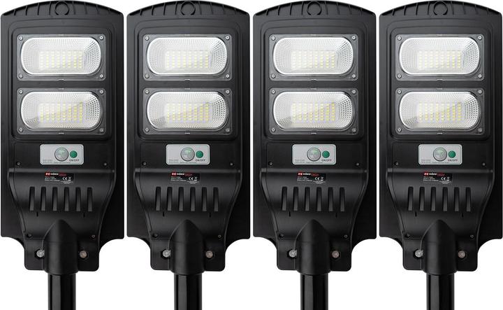 Produktbild ProPlus 4er-Set LED Solar Strassenleuchte mit Lichtsensor & Fernbedienung, 100 Watt, IP65 (800 lm, IP65)