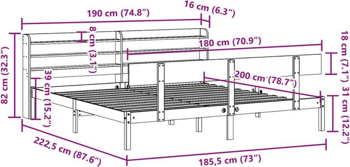 Produktbild VidaXL Bett ohne Matratze (180 x 200 cm)