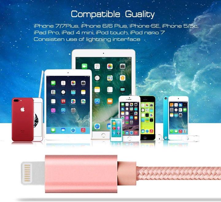 Produktbild Calitron Ladekabel Lightning 2m für iPhone & iPad Rosegold (2 m)