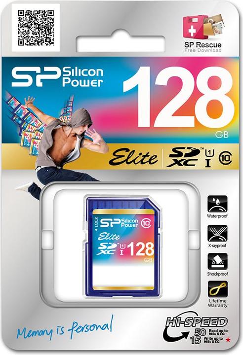 Image du produit Silicon Power Elite UHS-I 128GB SDXC 85/10 MBs SP128GBSDHAU1V10 (128 Go, SDXC, U1, UHS-I)